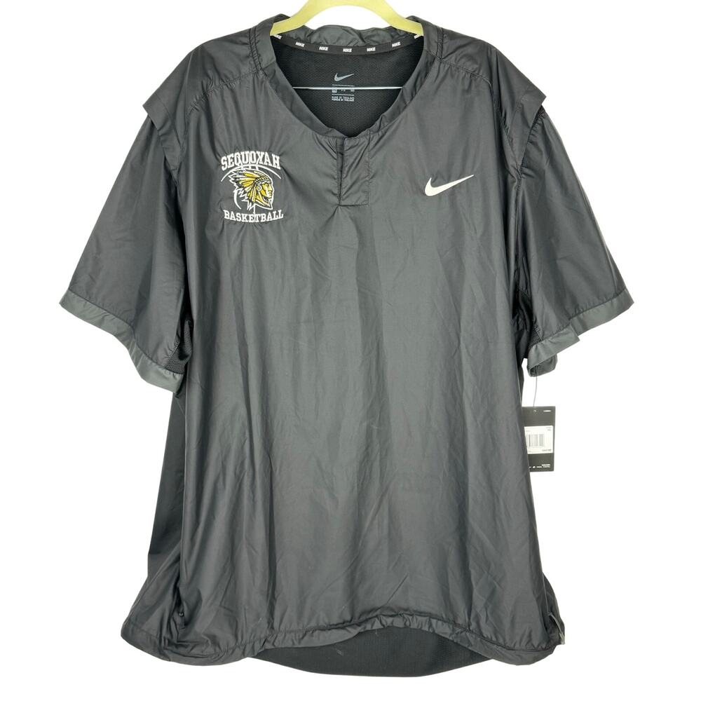 Nike Black Sequoyah Basketball Mesh Lined Short Sleeve Windbreaker Jacket Sz 3XL